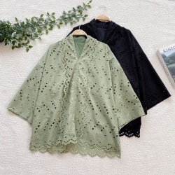 Embun Embroidery Kebaya - Black / Dusty Green